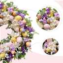 20 Inch Easter Eggs Hydrangea Flower Wreath for Front Door, Spring Summer Lamb Ear Eggs Floral Wreath with Berries for Indoor Outdoor, Easter Home Decor