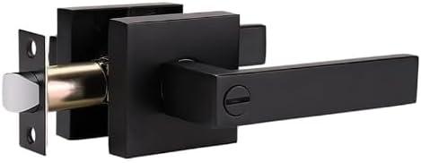 1 Pack Modern Black Door Handles Privacy Door Levers Black Door Knobs Interior Heavy Duty Reversible Door Locks Keyless Square Interior Door Handle