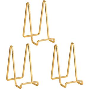 Plate Holder Easel Display Stand - 6 inch Metal Plate Stands for Display - Tabletop Picture Stand - Gold Iron Easels for Display Pictures | Photo Frames | Book | Decorative Plates | Plaque - 3 Pack