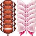 Sumind 12 Pieces Gender Reveal Football Balloons Includes 6 Pink Bow and 6 Football Foil Balloons Decoration Supplies Party Accessories for Gender Reveal Party, Baby Shower, Birthday