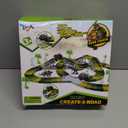 Dinosaur Toys,Create A Dinosaur World Road Race,Flexible Track Playset and 2 pcs Cool Dinosaur car for 3 4 5 6 Year & Up Old boy Girls Best Gift (Green)