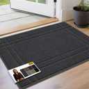 JSEI Entryway Rugs Doormat 24"x36", Non-Slip Dirt Trapper Door Mats Indoor, Washable Absorbent and Stain Resist Welcome Floor Mat for Front Door, Dog Door Mat, Dirty Wet Shoes & Paws, Dark Grey
