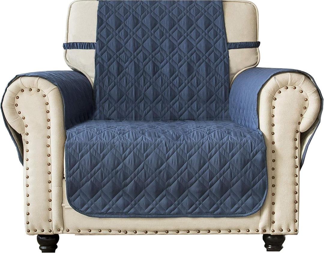Ameritex Waterproof Nonslip Chair Cover for Leather, Dog Chair Cover Furniture Protector, Ideal Chair Slipcovers for Pets and Kids, Stay in Place (23", Blue)
