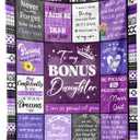 Bonus Daughter Gifts, Step Daughter Gifts from Stepmom Stepdad on Christmas Birthday Mothers Day Thanksgiving Day, to My Bonus Daughter Blanket, Purple Flannel Throw Blanket 50" X 60"
