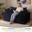 MAXYOYO Boneless Couch, 59-Inch Couch in a Box, Deep Loveseat | Foam-Filled Boneless Loveseat, Deep Seating for Two with No Assembly, Ideal for Living Rooms, Bedrooms or Apartments, Black