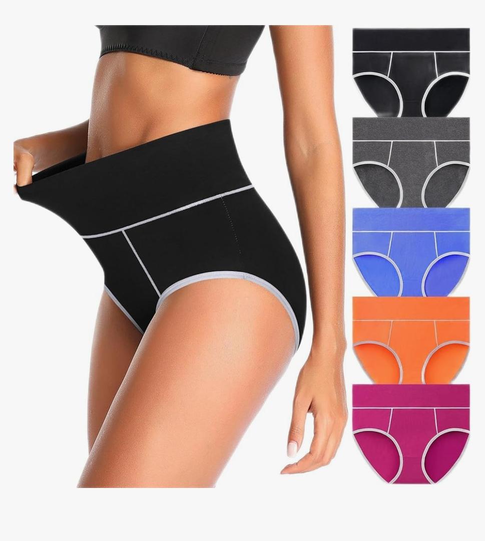 CULAYII High Waisted Underwear for Women Cotton No Muffin Top Full Coverage Briefs Soft Stretch Ladies Panties 5 Pack 5XL, Multicolor H- 5pack