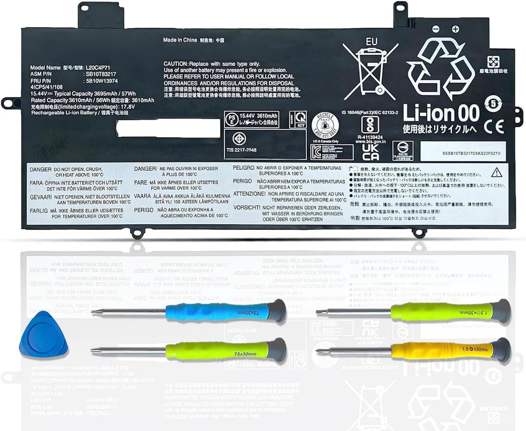 ASODI 57Wh L20C4P71 L20M4P71 Laptop Battery Compatible with Lenovo ThinkPad X1 Carbon 9th 10th Gen X1 Yoga 6th 7th Gen 2021 Series 5B10W13974 SB10T83216 L20D4P71 SB10T83218 SB10T83217