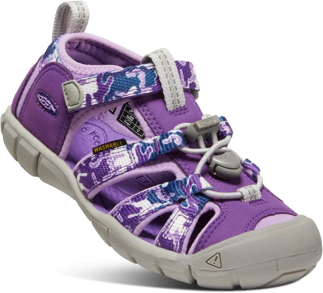 KEEN Unisex-Child Seacamp 2 CNX Closed Toe Sandals (10 Little Kid, Camo/Tillandsia Purple)
