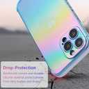 ZTOFERA for iPhone 15 Pro Case 6.1 inch,Cute Colorful Iridescent Plating Edge Case with Love Hearts Pattern,Camera Lens Protection Shockproof Phone Case for Women Girls,Iridescent Blue