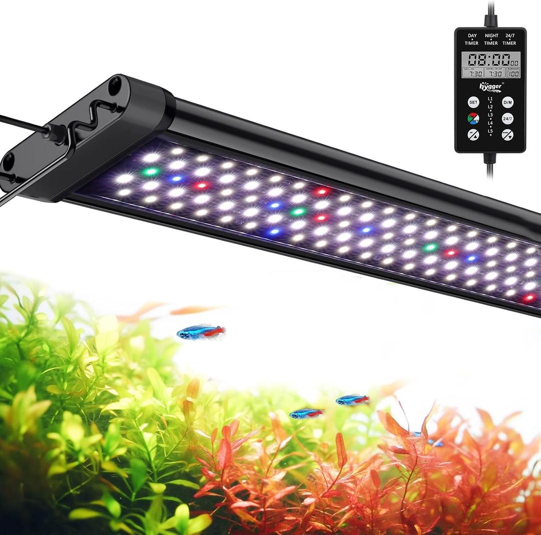 hygger Fully Customize LED Aquarium Light Daylight-Moonlight & 24/7 Mode, 48-55 in Full Spectrum Fish Tank Planted Light, 8 Colors Adjustable Brightness Auto On Off Memory (72W for 48~55 In Tank)