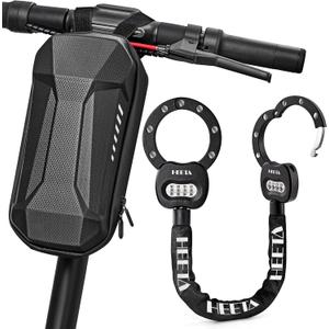 HEETA Electric Scooter Lock Anti Theft with Scooter Bag, 4 Digit Combination Bike Chain Lock, Heavy Duty Security Bicycle Lock Cable Accessories for E Scooter, E Bike, Motorcycle, Door, Gate & Fence