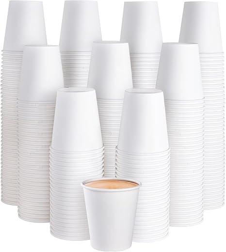 JOLLY PARTY [100 Pack] 10 oz Paper Coffee Cups, Disposable Paper Coffee Cup with Lids, Hot/Cold Beverage Drinking Cup for Water, Juice or Tea, Suitable for Home, Shops and Cafes