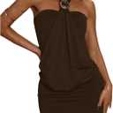 MakeMeChic Women's Ruffle Mini Dress Y2k Backless Sleeveless Western Going Out Halter Dresses (S)