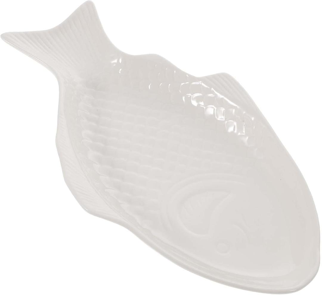 DOITOOL Creative Fish Plate Ceramic Serving Platter 11 Inch Fish Shaped Dish Snack Storage Tray for Home Dinner Party Restaurant, 11 inches x 5.7 inches x 1.6 inches