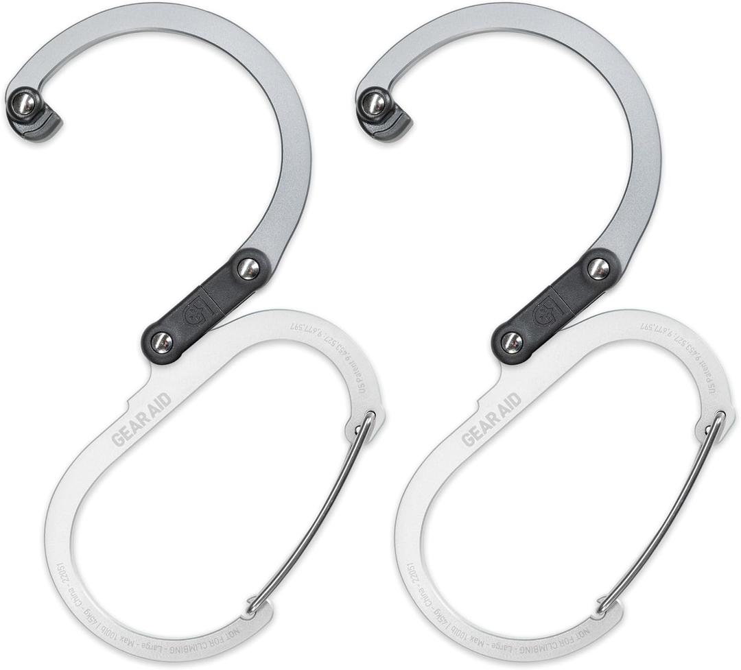 GEAR AID HEROCLIP (Large) Carabiner Gear Clip and Hook for Hanging Heavy Duty Items, Camping Backpacks, Suitcases, Kayaks, Bicycles and More (Shade of Gray)