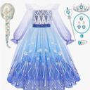 G.C Girls Princess Costume Dress Wig Princess Dress Up Clothes with Cape Toddler Kids Crown Jewelry Halloween Cosplay Gifts, Size 100（2-3 Years）