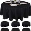 Kesfey 6 Packs Round Table Cloths 90 Inch Black Circle Bulk Linen Tablecloth Wrinkle Resistant Tablecloths Washable Polyester Fabric Round Table Cover for Wedding Camping Banquet Dining Party