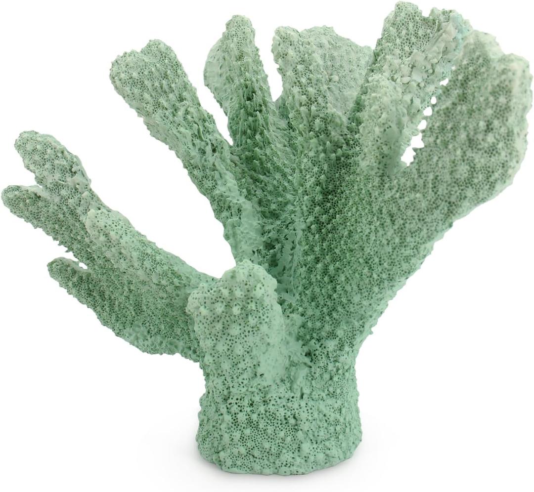 Resin Coral Decor Beach Decorations for Home Coastal, Decorative Coral Sculpture Ocean Decor for Bedroom Shelf Tabletop Wedding Party Theme Statue (Mint Green)