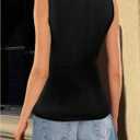 Milumia Women's Metal Decor Button Down Sweater Vest Sleeveless Knitted Tank Tops Waistcoat (L)