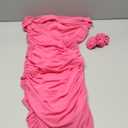 EXARUS Girls Off Shoulder Ruched Bodycon Dress Sleeveless Zipper Tight Mini Dresses Dance Special Occasion 8-14Y (12 Years, Hot Pink Rushed Off Shoulder)