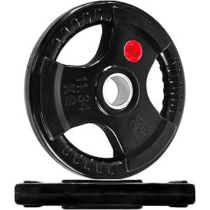 Fitvids Olympic 2-Inch Cast Iron Plate Weight Plate for Strength Training and Weightlifting, Rubber Coated Style, 25LB Pair