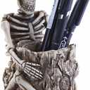 Skull Pen Holder Resin Skeleton Key Holder Makeup Brush Holder Toothbrush Holder Halloween Home Office Storage Desk Supplies Halloween Decor (Style A)