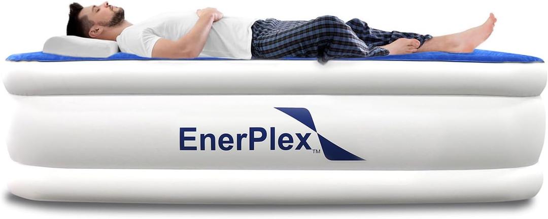 EnerPlex Air Mattress with Built in Pump - Self-Inflating Blow Up Mattress with Neck Support - Inflatable Air Bed for Portable Travel & Home Use, 15"