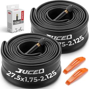 27.5'' X 1.75/2.125 (2pack) Bike Tube 2 Pack with 2 Tire Levers, Butyl Rubber Inner Tube, Low Heat High Stretch, 35mm Schrader Valve, Leak Resistant, Easy Install for Road/MTB