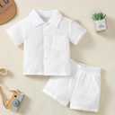 Toddler Baby Boy Clothes Summer Outfits Cotton Short Sleeve T-Shirt Dinosaurs Shorts Set Boy Clothes Outfits Set (White), 2-3Y