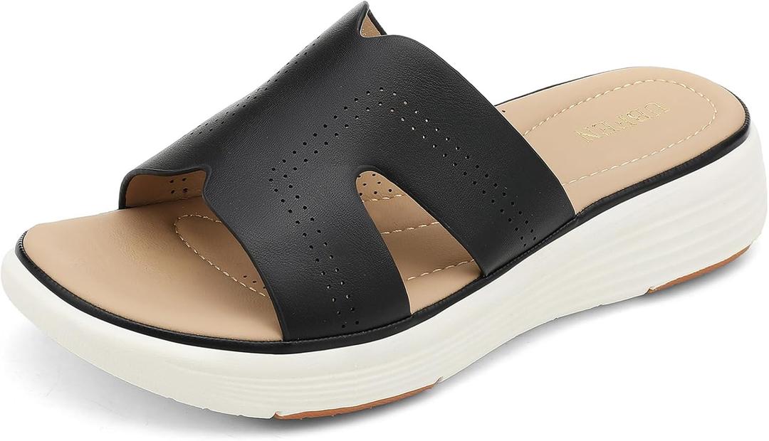 UBFEN Womens Platform Sandals Comfortable Walking Slide Soft Cushioning Footbed Casual Dressy Wedge Sandals (9)