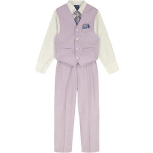 Nautica Boys' 4-piece Formal Suit Set with Vest, Pants, Collared Dress Shirt, and Tie