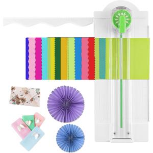 12-Shapes in 1 Craft Paper Edge Cutter,Paper Dial Trimmer Dial Trimmer With Measurements Paper Cutter Machine for Scrapbooking Decorative Wave Edges Cutting Tool Zig Zag Cutting Tool for Photo Card