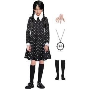 RAAIBB Girls Black Dress for Halloween Costumes Kids Family Party Dress Up Birthday Outfits, M, Black