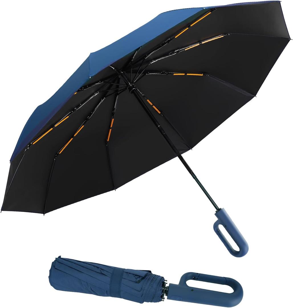Folding & Inverted Umbrella, Outdoor Travel Umbrella, 46 Inch Portable Reverse Folding UmbrellaWindproof Folding Umbrella for Men and Women (AP-Navy blue)