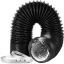 Dryer Vent Hose, 12" Insulated Flexible Duct 25FT with 2 Clamps, Heavy Duty Four Layer Protection for Heating Cooling Ventilation and Exhaust, Black