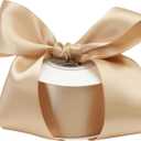 Thick Tan Ribbon Double Face Satin Ribbon 2 Inch Wide Gold Ribbon for Gift Wrapping Wedding Decor Bridal Bouquet Party Decorations DIY Crafts Diaper Cake - 25Yards