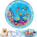 Cat Water Mats, Cat Cooling Pad, Cat Water Bed Play Mat, New Thickened Water Sensory Play Mat for Cats Dog, Ocean-Themed Round Sensory, Non-Slip Playmat, Floating Fish for Kitten Cats(39.4x39.4 in)