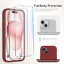 Compatible with iPhone 15 Case, Liquid Silicone Upgraded Camera Protection Case with Screen Protector Soft Microfiber Lining Shockproof Protective Phone Cover 6.1", Red