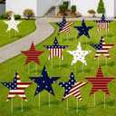 SiliFine 12 Pcs 4th of July Outdoor Decorations Vintage American Flag Yard Signs Patriotic Red White Blue Yard Decor for 250th Anniversary Independence Day Party Favor