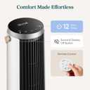 LEVOIT Tower Fan for Bedroom, 20dB Quiet Desk Fan with 23ft/s, Portable & Easy to Carry, 3-Angle & 4-Speed Mini Oscillating Fan, DC Motor, Bladeless, Remoter, 12H Timer, for Home, Room, Office, White
