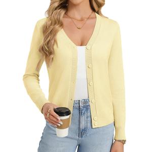 GRACE KARIN Womens Lightweight Cardigan Sweaters Trendy Button Up V-Neck Knit Cardigans Shrug Summer Fashion Clothes, Size S