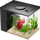 Vehipa Betta Fish Tank 1 Gal (3.7L), Acrylic Nano Aquarium Kit with Water Filter Pump & LED Light, Ideal for Small Fish, Shrimp and Plants, Black
