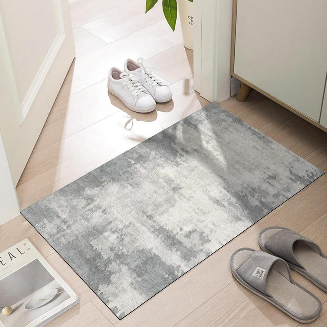 Ultra Thin Indoor Door Mat, 1/10 in Thin Door Mats for Inside Entry | 35"X24" Natural Non-Slip Rubber Backing Welcome Mat, Washable, Pet-Friendly, Dirt Trapper & Absorbent for Various Entrances
