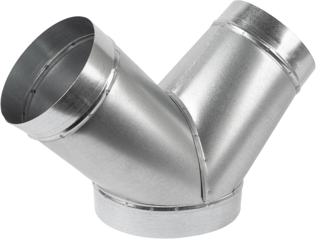 45 Degree 8 x 6 x 6 Inch Y Shape Duct Splitter - Metal 3 Way Connector - Galvanized steel - Duct Adapter - for Dryer Vent, Exhaust Fan, Hose, Home or Industrial HVAC Exhaust Ventilation