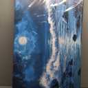 Blue Ocean Waves Landscape Wall Art, Beach Moon Sea Waves Night View Modern Canvas Wall Painting For Living Room Bedroom Office Bathroom Birthday Gift Home Decor 20X40 Inch