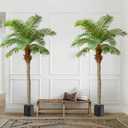 AnTing Artificial Palm Tree 7.5ft Tall Trees Plants 15 Leaves 90in Outdoor Palm Trees for Outside Patio Trees for Decor (Set of 2)