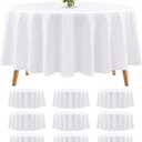 10 Packs Premium Round Tablecloth 90 Inch White Polyester Table Cloth Bulk Washable Polyester Fabric Tablecloths Table Cover for Wedding Party Banquet Buffet Holiday Dinner (White, 90 Inch)