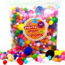 500 PCS Pompoms for Crafts,Pom Poms in Bright & Bold Assorted Colors,Pompoms for Arts and Craft Making DecorationsAssorted Sizes