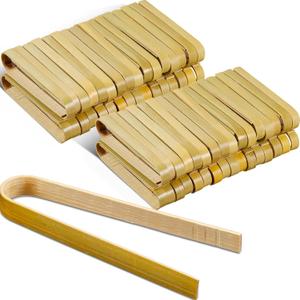 Patelai 180 Pieces Mini Bamboo Tongs Long Toast Tongs Disposable Wooden Cooking Bamboo Cooking Utensils for Toast Bread Pickles Tea Toaster Supplies (4 Inch) (one size)