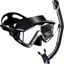 Adult Pano 3 Scuba Diving Mask, Tempered Glass Snorkel Mask Anti-Fog Swim Mask No Leakage Swim Goggles with Nose Cover Snorkeling Gear for Snorkeling, Freediving, Swimming (Black Set)
